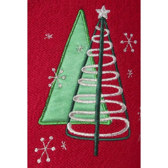 Karen Scott Red Wool Christmas Cardigan Sweater - Picture 4 of 6